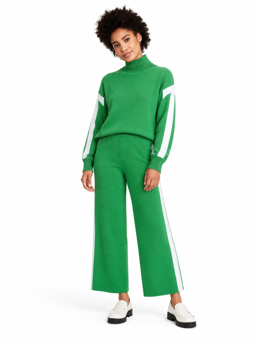 LA LIGNE X TARGET Set Green Side Stripe Turtleneck Sweater & Sweater Pants XS